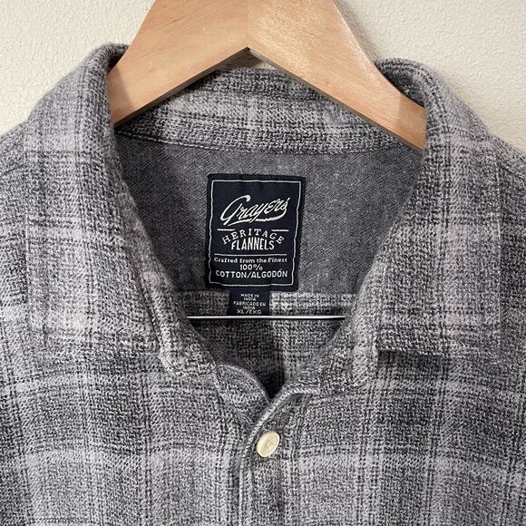 Grayers Heritage Flannel Shirt Mens XL Gray Long Sleeve Plaid Button Up - Picture 3 of 9